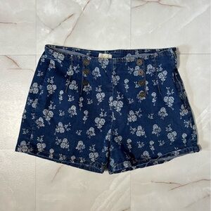 Modcloth Floral Shorts Size XL Extra Large Jean Denim